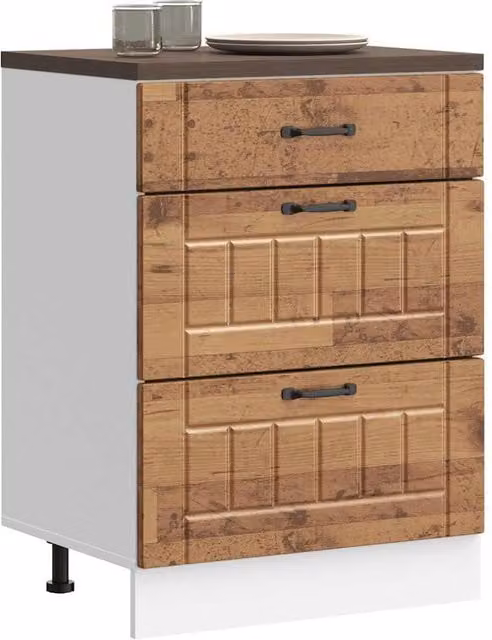 Berkfield Home Lucca Kitchen Base Cabinet in Brown Old Wood Engineered Wood