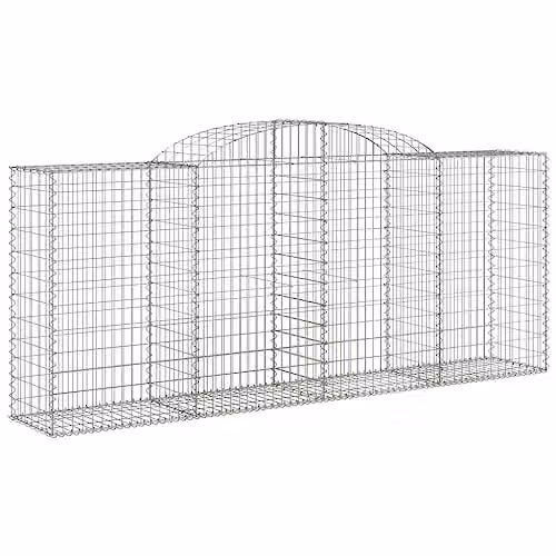 vidaXL Set of 3 Arched Gabion Baskets in Silver Galvanised Steel, W: 300 cm, D: 50 cm, H: 120/140 cm