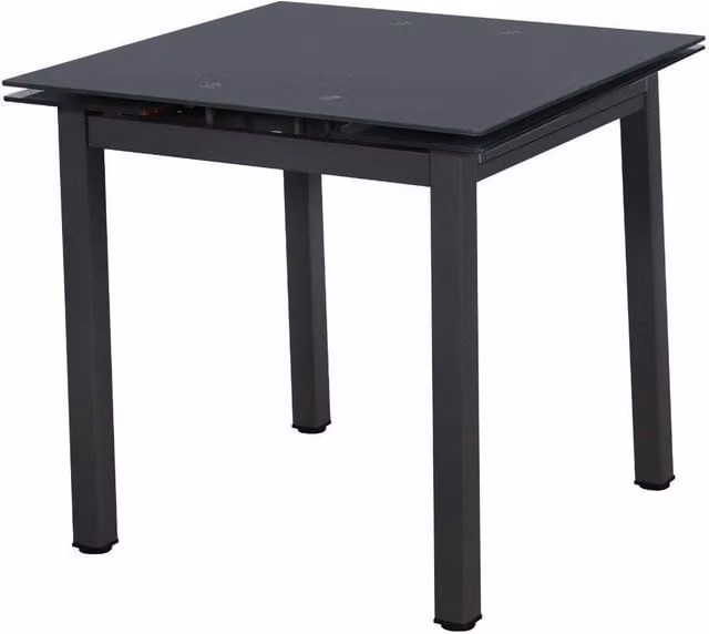 Modernique Black Tempered Glass Extending Small Dining Table W/D/H: 80 x 80 x 75 cm