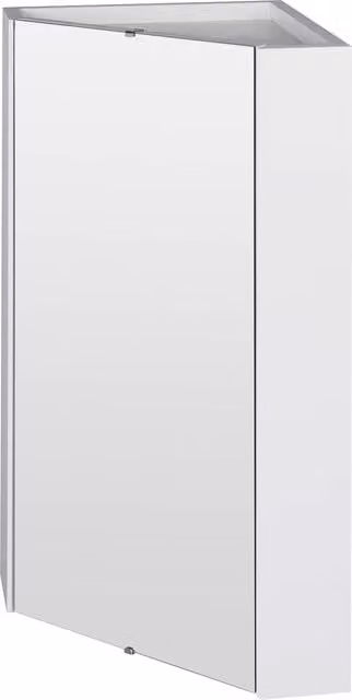 Balterley Gloss White Wall Mounted Corner Bathroom Mirror Cabinet W/D/H: 32.4 x 32.4 x 65.0 cm