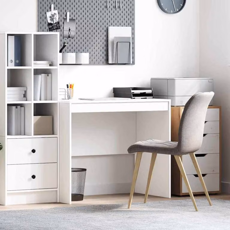 Berkfield Home Modern White Computer Desk in Engineered Wood W/D/H: 90 x 50 x 76 cm