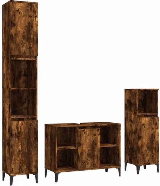 Berkfield Home 3 Piece Modern Bathroom Furniture Set in Smoked Oak Brown
