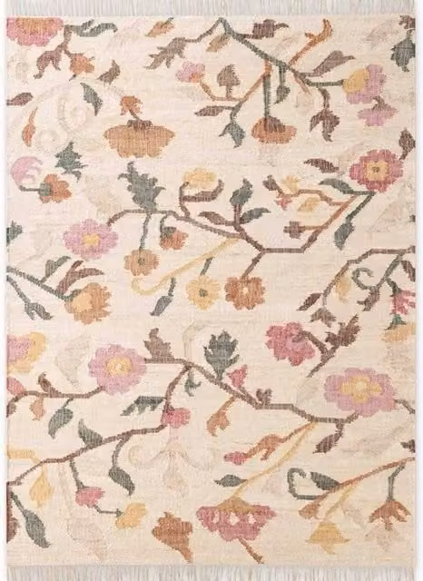 THE RUGS Roya Afghan Kilim Rug, Handwoven Jute and Cotton Flatweave in Beige and Multicolour, W: 160 cm, D: 230 cm