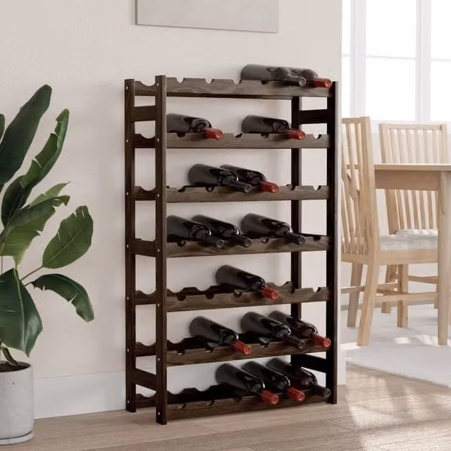 Berkfield Home Black Solid Pine Wall Mounted Wine Rack for 42 Bottles