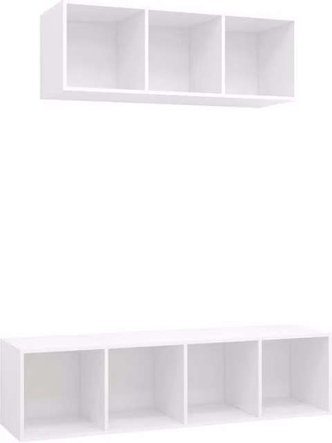 Berkfield Home 2 Piece White Matt Minimalist Wall Mounted TV Cabinet Set