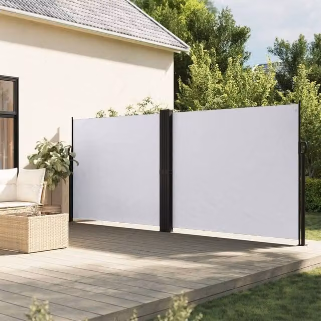 Berkfield Home Retractable Side Awning in White, Polyester, W/H: 600 x 160 cm