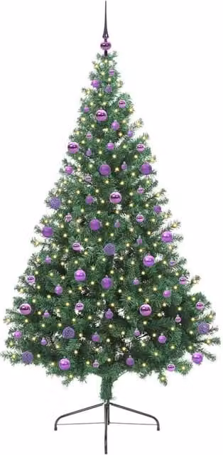 Berkfield Home Beautiful Pre-lit Artificial Christmas Tree, Green, Height: 210 cm