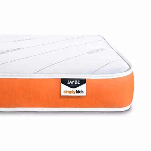 Jay-Be Simply Kids Bonell Spring Mattress, 3ft Single, White and Orange, W/D/H: 90 x 190 x 16 cm