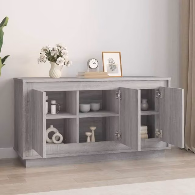 Berkfield Home Grey Sonoma Modern Sideboard, W/D/H: 102 x 35 x 55 cm