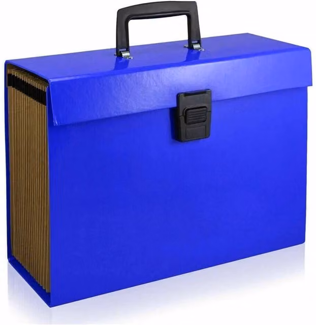 FLAVORA Blue19 A4 Expanding Pocket Box File Organiser in Blue, W/D/H: 100 x 15 x 15 cm