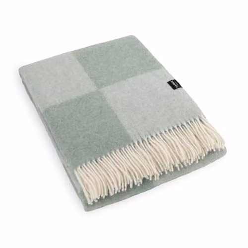 Simply Sheepskin Green Checkerboard Jacquard Woven New Zealand Wool Blanket, W: 140 cm, L: 200 cm
