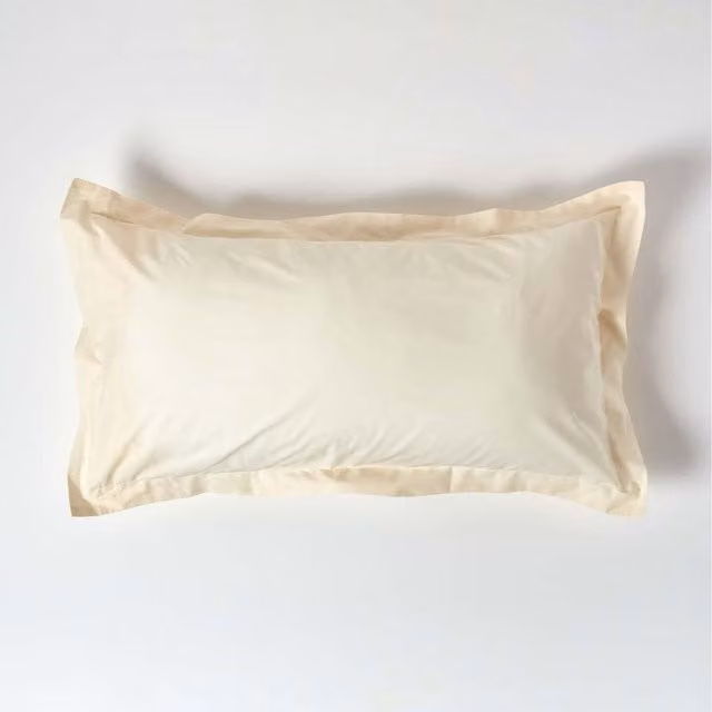 Homescapes Egyptian Cotton Oxford Pillowcase, 200 Thread Count, Beige
