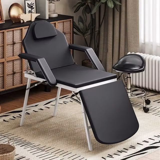 HOMCOM 3 Section Adjustable Massage Table Beauty Bed for Spa and Lash in Black