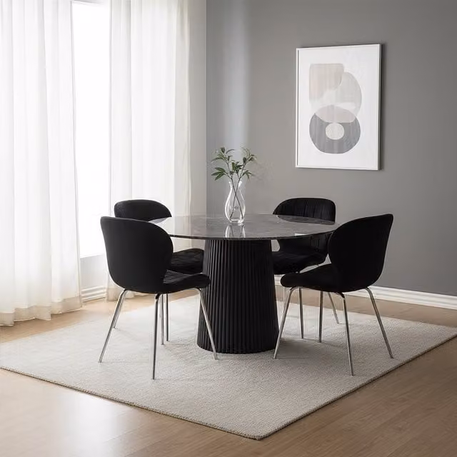 Interiors by Premier Warton Modern Velvet Dining Chair in Black and Silver