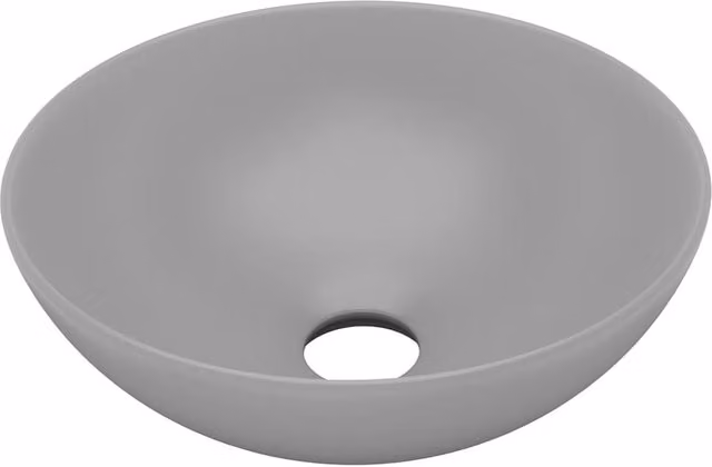 Berkfield Home Round Ceramic Countertop Bathroom Sink in Light Grey
