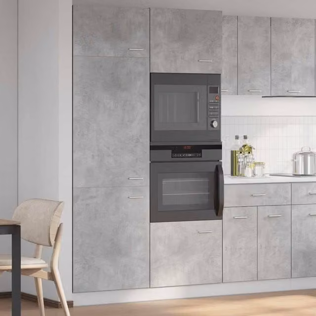 Berkfield Home Lyon Refrigerator Cabinet in Concrete Grey, W/D/H: 60 x 57 x 207 cm