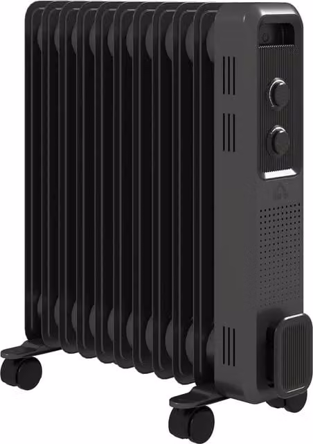 HOMCOM 2500W Oil Filled Radiator with 11 Fins and 3 Heat Settings in Grey
