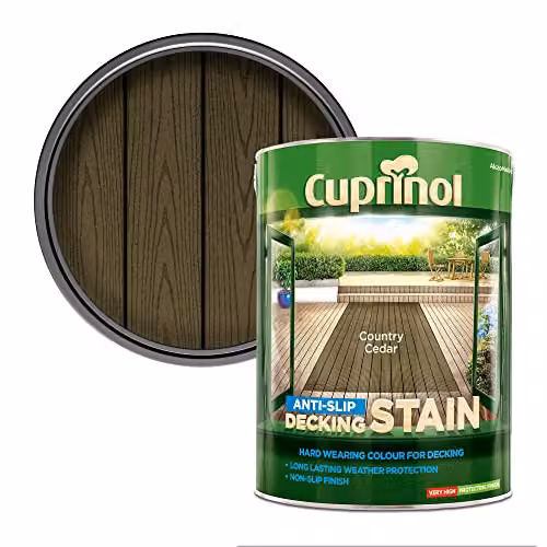 Cuprinol Anti-Slip Decking Stain Exterior Woodcare, Red Cedar, Semi-Transparent Brown