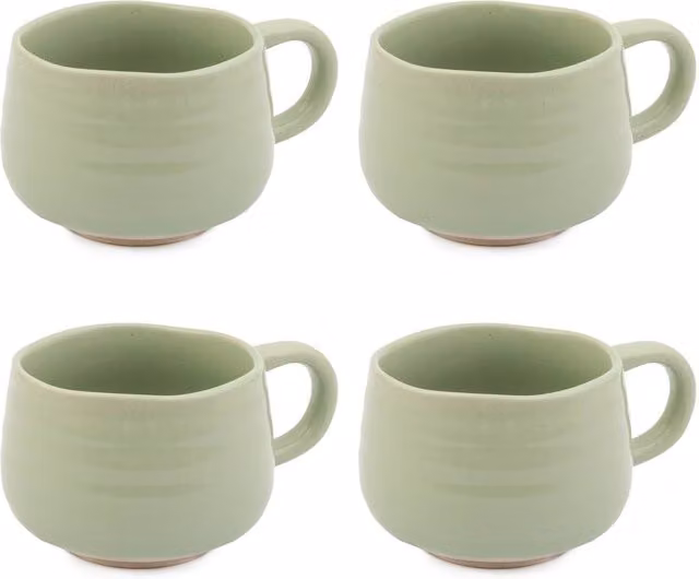 Jamie Oliver Big Love Cosy Cuppa Stoneware Mugs in Green, Set of 4