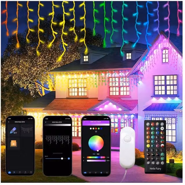Bright Zeal 2 Pack RGB Smart Icicle Christmas Lights, 299 LED, White and Multicolour