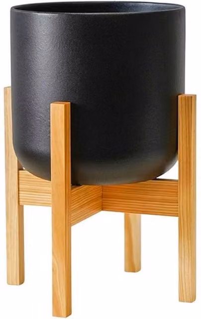 Lemon Pavilion Lisbon Ceramic Pot and Stand in Anthracite Grey, W26 x D26 x H43.5 cm