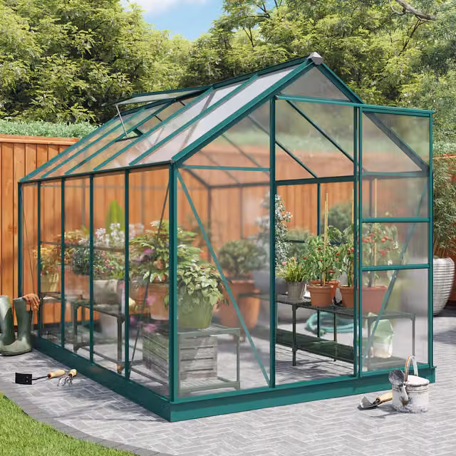BillyOh Rosette Hobby Aluminium and Polycarbonate Greenhouse with Sliding Doors in Green