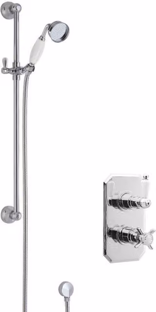 Balterley Traditional Concealed Twin Valve Victorian Slide Rail Shower Set in Chrome Silver