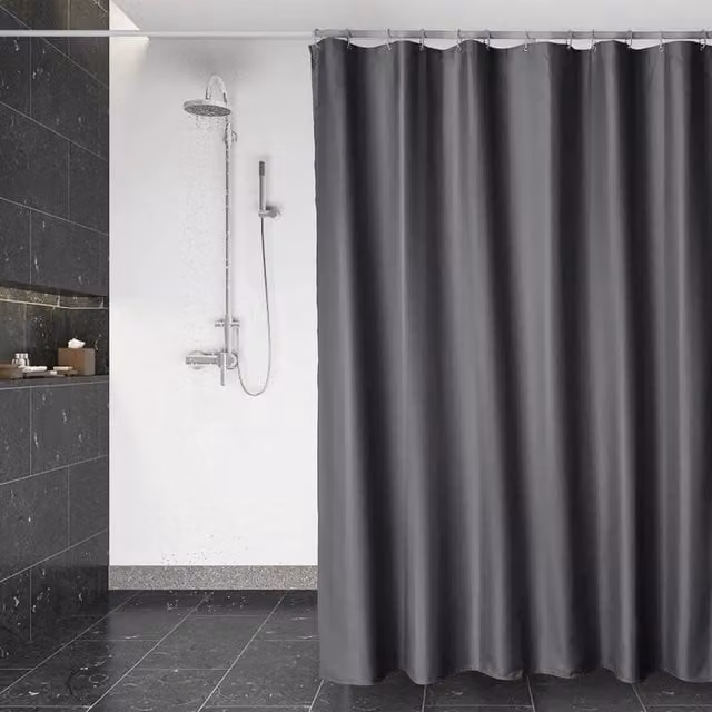 KORVIXA Anti-Mould Waterproof Polyester Shower Curtain in Grey, W: 180 cm, H: 200 cm