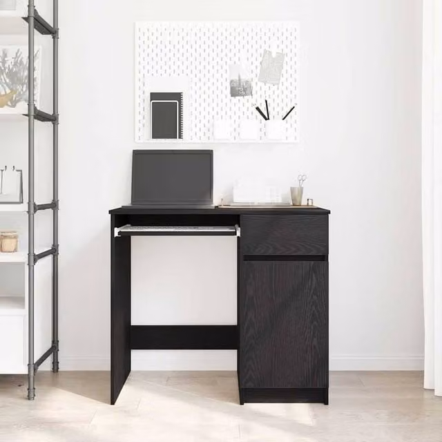 Berkfield Home Modern Black Oak Writing Desk, W/D/H: 86 x 49 x 76 cm