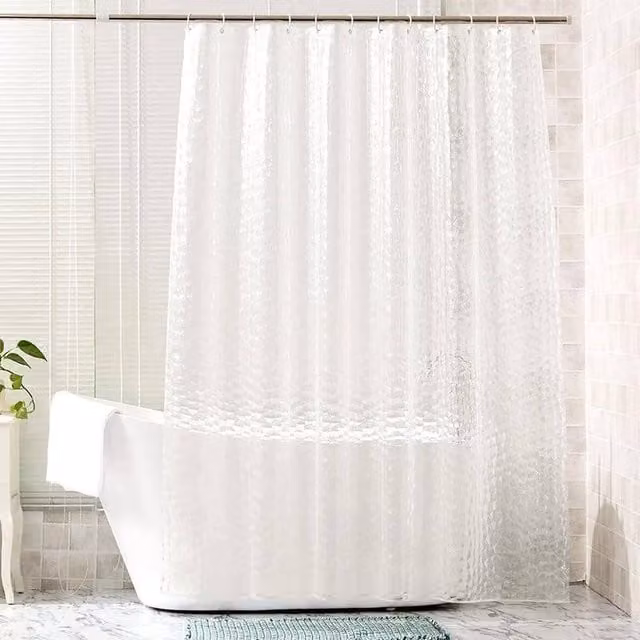 FLAVORA 3D Printed Transparent EVA Shower Curtain