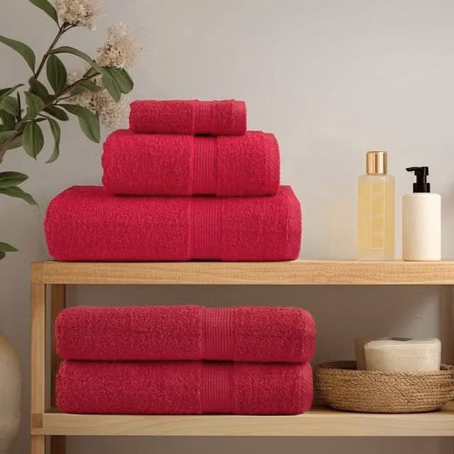Berkfield Home SOLUND Premium Cotton Terry Sauna Towels, Red, 4 Pack, W: 80 cm, L: 200 cm, 600 gsm