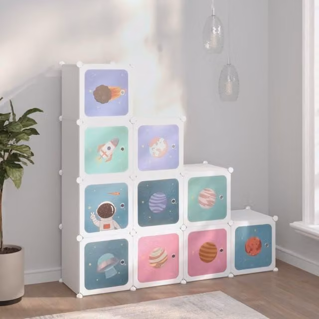 Berkfield Home White 10-Cube Storage Cabinet for Kids
