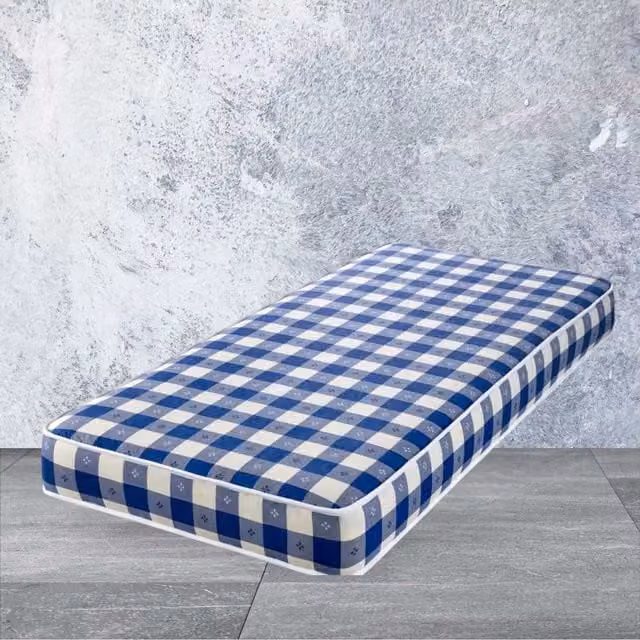 Wilson Beds Childrens Blue Checked Bonell Spring Mattress, W/D/H: 90 x 190 x 16 cm