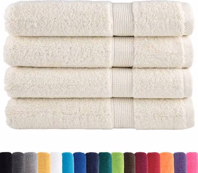 Berkfield Home SOLUND Premium Cotton Terry Towels, 4 Pack, Beige, W: 100 cm, L: 200 cm, 600 gsm