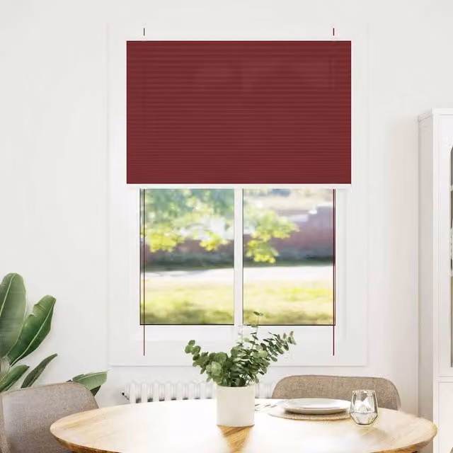 Berkfield Home Single Pleat Corded Blind in Bordeaux Red Polyester, W: 94.4 cm, H: 150 cm