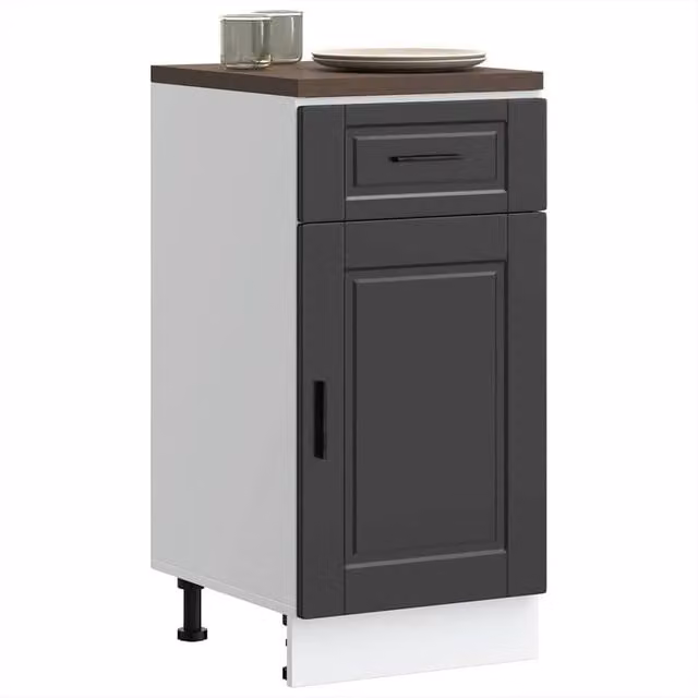 Berkfield Home Porto Kitchen Base Cabinet in Black and Charcoal Matt Engineered Wood