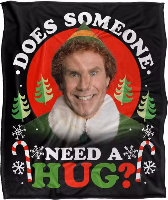 Warner Bros. Elf Does Someone Need A Hug Super Soft Silky Touch Christmas Throw Blanket, Multicolour, Extra Large