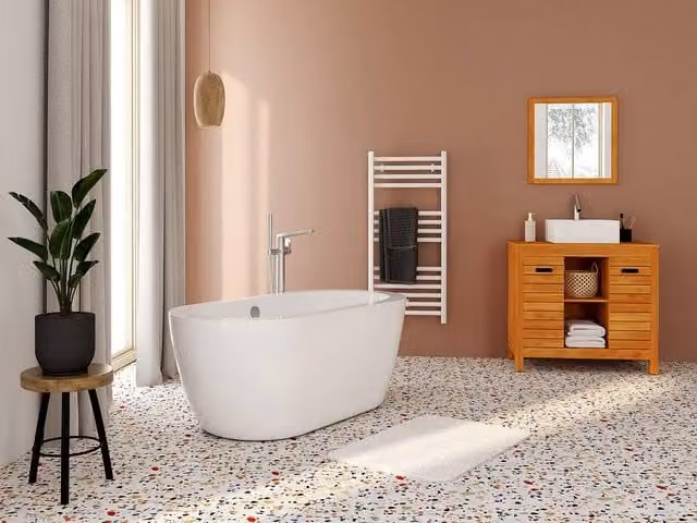 Vente-unique Freestanding Oval Acrylic Bathtub in White, W/D/H: 150 x 75 x 58 cm