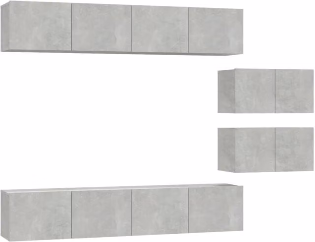 Berkfield Home 6 Piece Wall Mounted TV Cabinet Set in Matt Concrete Grey Engineered Wood