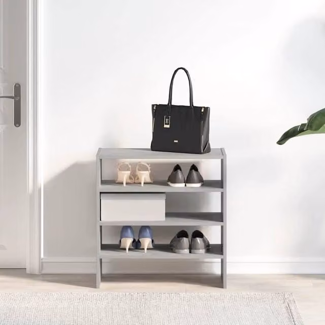 Berkfield Home Stackable Shoe Racks, 2 Pieces, Concrete Grey, W/D/H: 60 x 30 x 30.5 cm
