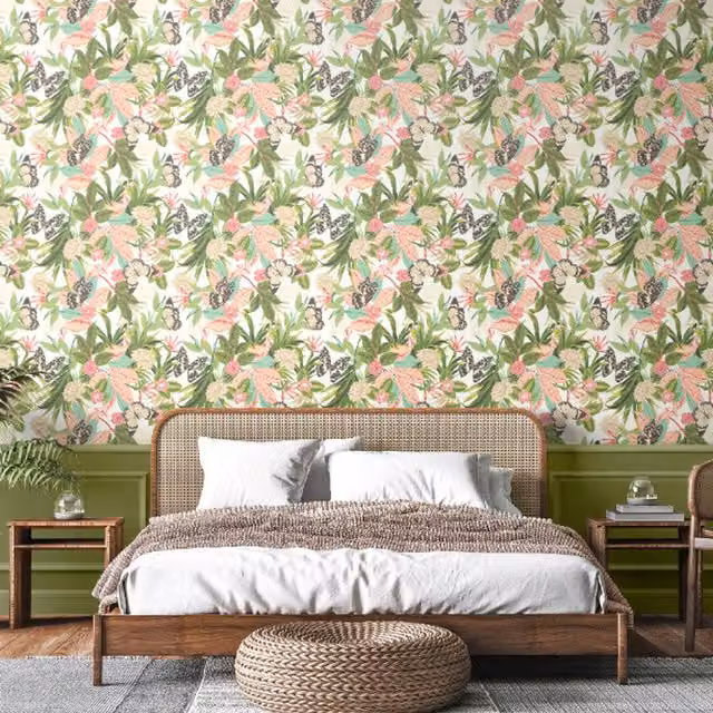 Hoopla Walls Paradise Wallpaper in Multicolour Floral and Botanical Boho Design