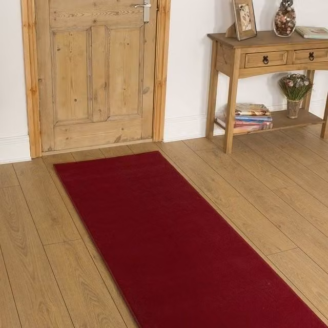 runrug Plain Red Hallway Carpet Runner Rug, W/L: 120 x 270 cm