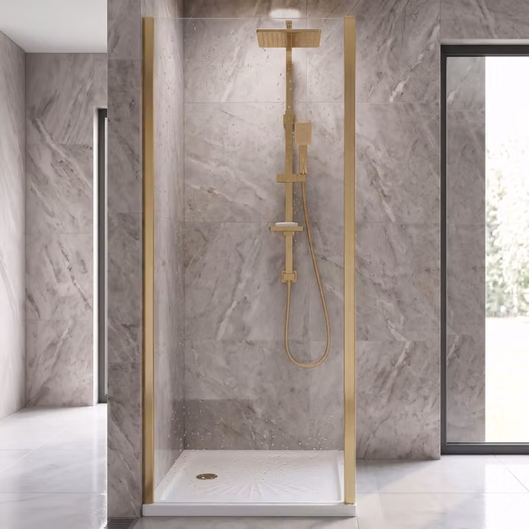 Balterley 6mm Toughened Safety Glass Single Side Panel, Gold, W: 760 mm, H: 1900 mm