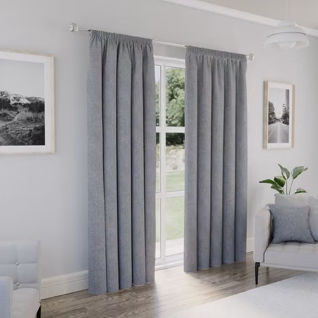 Enhanced Living Grey Thermal Blackout Pencil Pleat Curtains