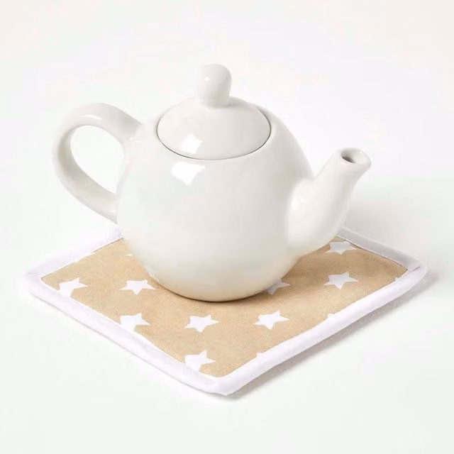 Homescapes Cotton Oven Glove in Beige and Brown
