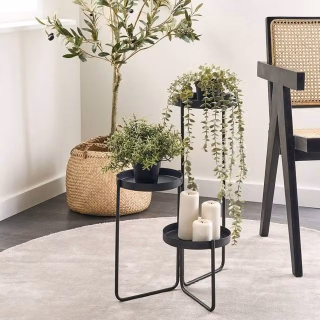 Wyld and Coco 3-Tier Black Metal Plant Stand, W/D/H: 21 x 42 x 60 cm