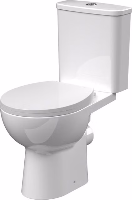 Balterley Curved Rimless Toilet Pan, Cistern and Soft Close Seat, White, W/D/H: 38.0 x 63.5 x 78.0 cm