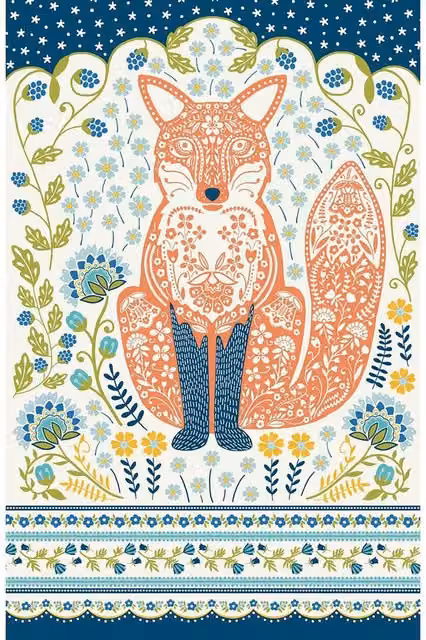 Ulster Weavers Woodland Fox Animal Print 100% Cotton Tea Towel in Green