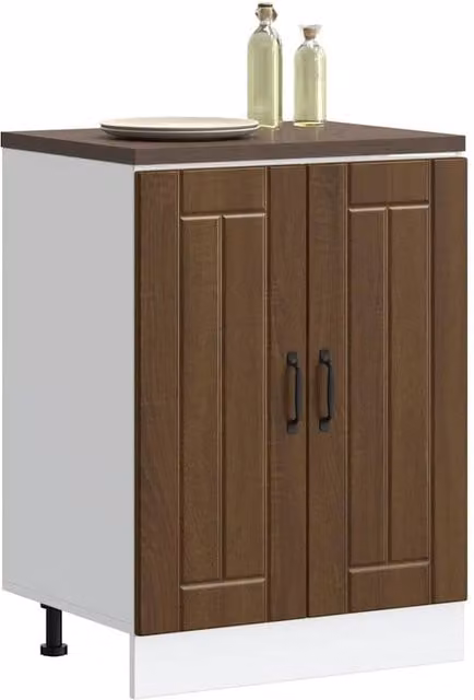 Berkfield Home Lucca Brown Oak Sink Base Cabinet Unit W/D/H: 81.5 x 46 x 46 cm