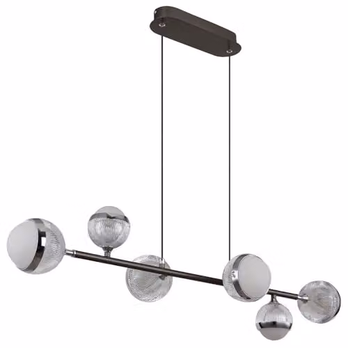 Netlighting Untsy Bar Pendant Light in Grey with Transparent Glass, Dimmable LED and Remote Control
